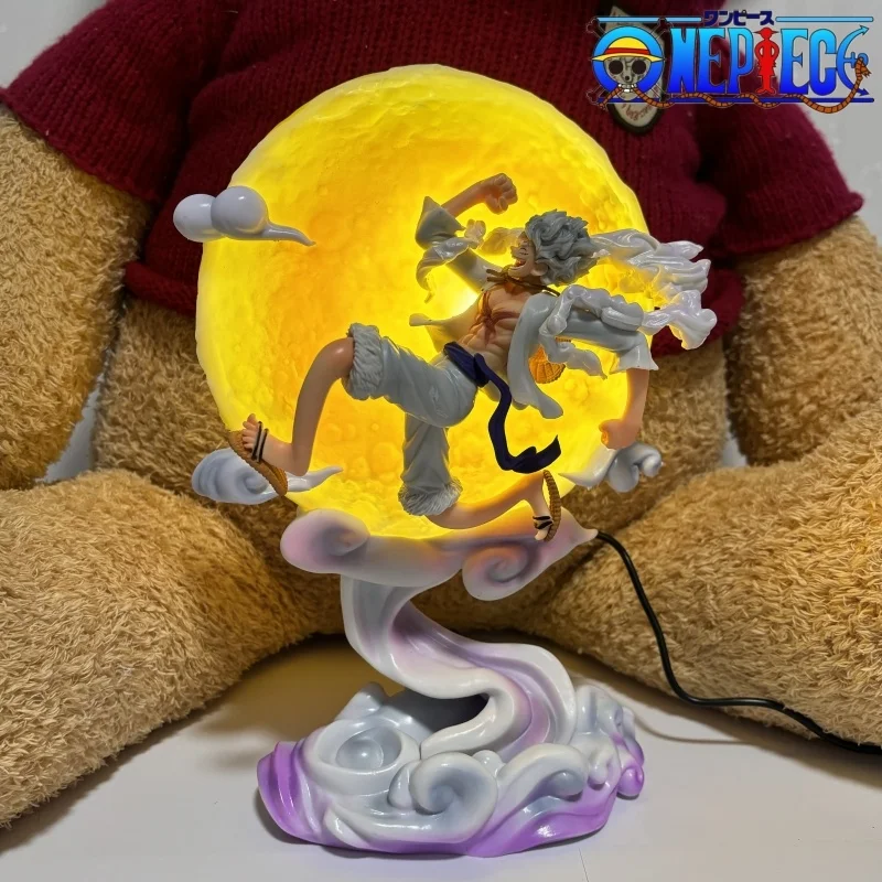 

2024 New 28/34cm One Piece Anime Figure Gear Luffy Figures Moon With Usb Led Nika Luffy Pvc Statue Room Collectble Gifts Toys