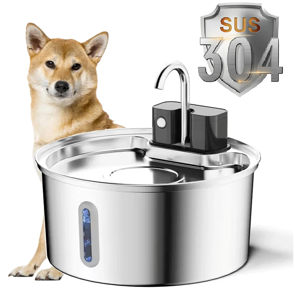 Cat Water Fountain 3.2L Wireless Stainless Steel With 4000mAh Battery Sensor Automatic Filtration Pet Water Drinker Dispenser