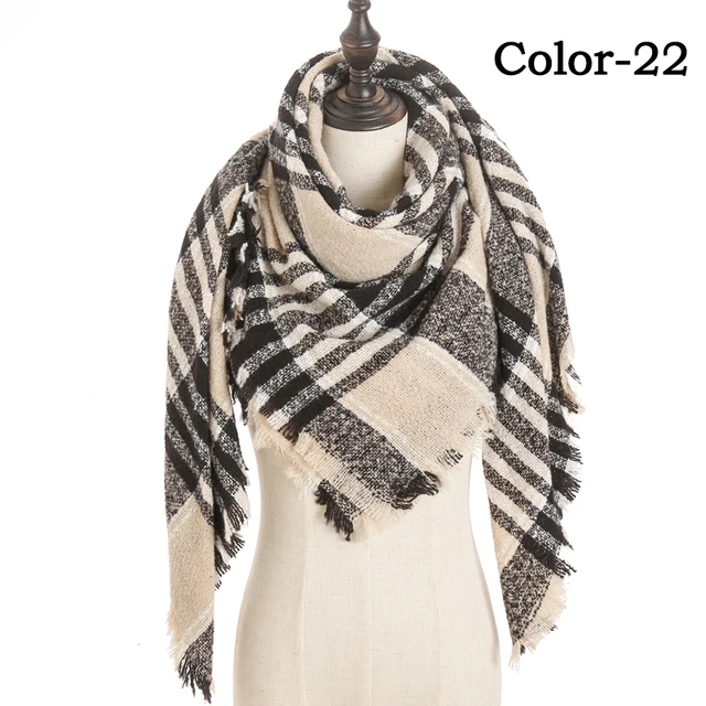 2021 new Cashmere Scarf For Women Plaid Knitted Triangle Pashmina Winter Warm Shawl Wraps Bufanda Female Soft Neck Echarpe UE-22