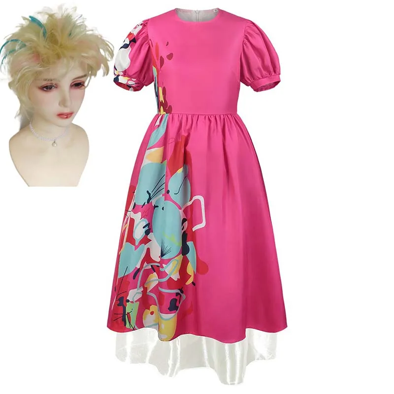 

Weird Barbi Cosplay Costume Movie Barbi Princess Pink Dress Weird Barbi Outfits for Girls Kids Woemen Halloween Christmas Gift