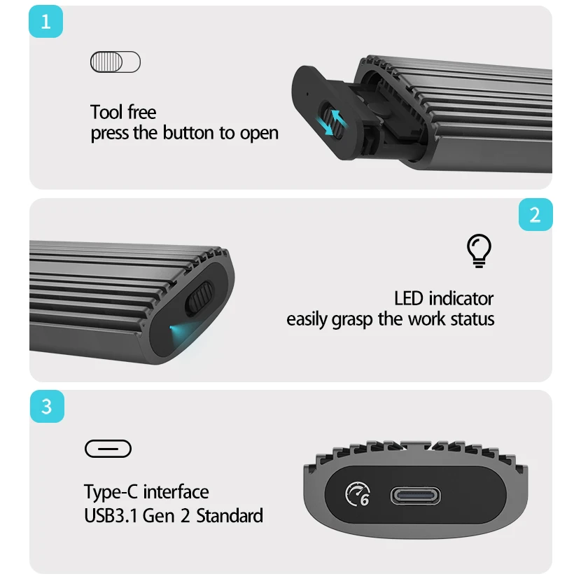 PHIXERO PCIe NVMe SSD Ŭ, NGFF SATA HD  ̽, C ŸԿ USB ϵ ̺  , M2 ݼ Ŀ, PC ƮϿ