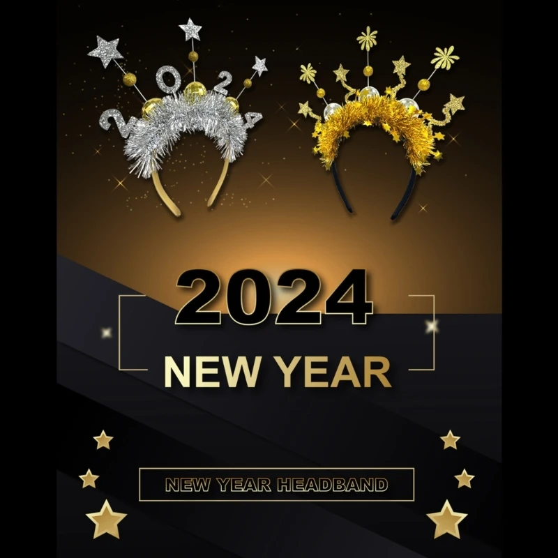 

2024 Новогодняя повязка на голову в сочельник, украшения для волос, праздничный головной убор