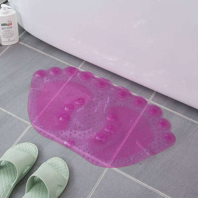 PVC Non-slip Bathroom Mat with Suction Cups Bath Mat for Shower Room Foot Massage  Cartoon shape Soft and washable images - 6