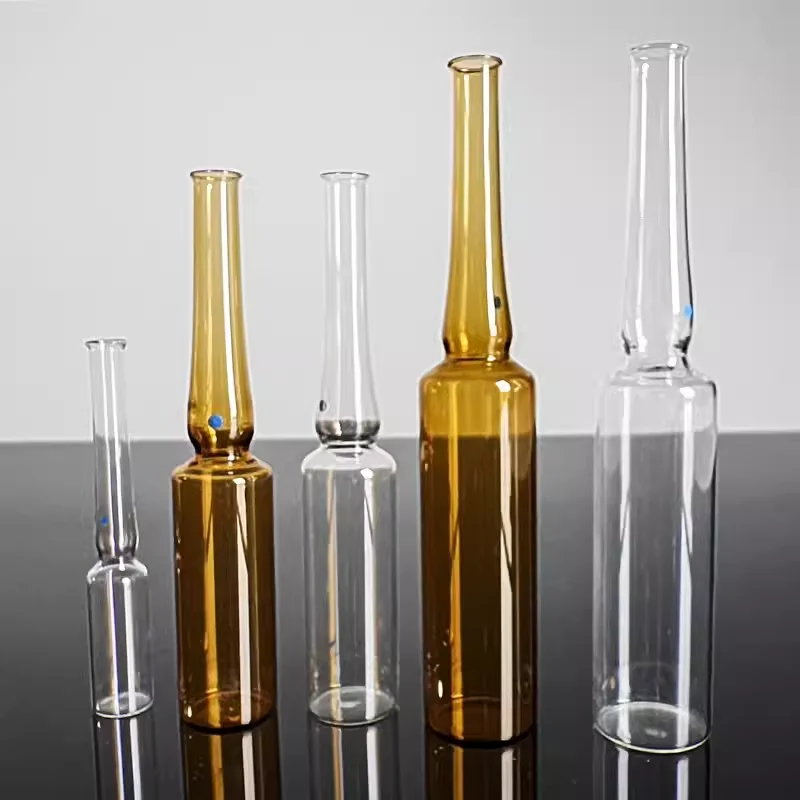 100 커브드 넥 유리 앰플 병, 접기 쉽고 자르기 쉬운 특수 모양의 주입 병, 투명 다크 브라운 1 ml, 2 ml, 5 ml, 10 ml, 20ml