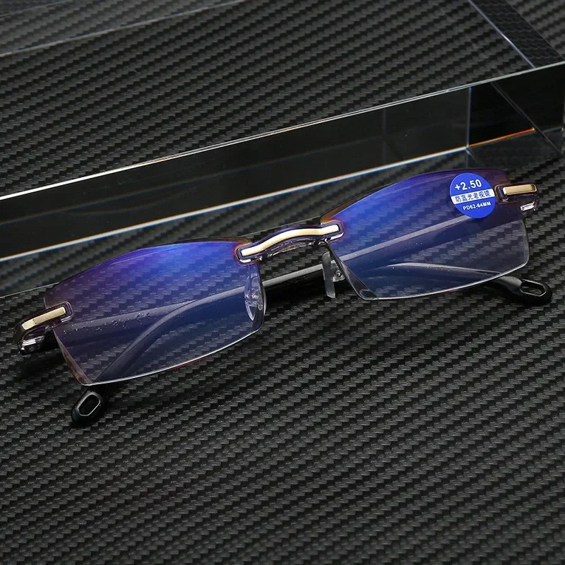 Reading Glasses Men Anti Blue Rays Presbyopia Goggles Women Vintage Rimless Eyewear Diopter +1.0 1.5 2.0 2.5 3.0 3.5 4.0 Окуляри reading glasses