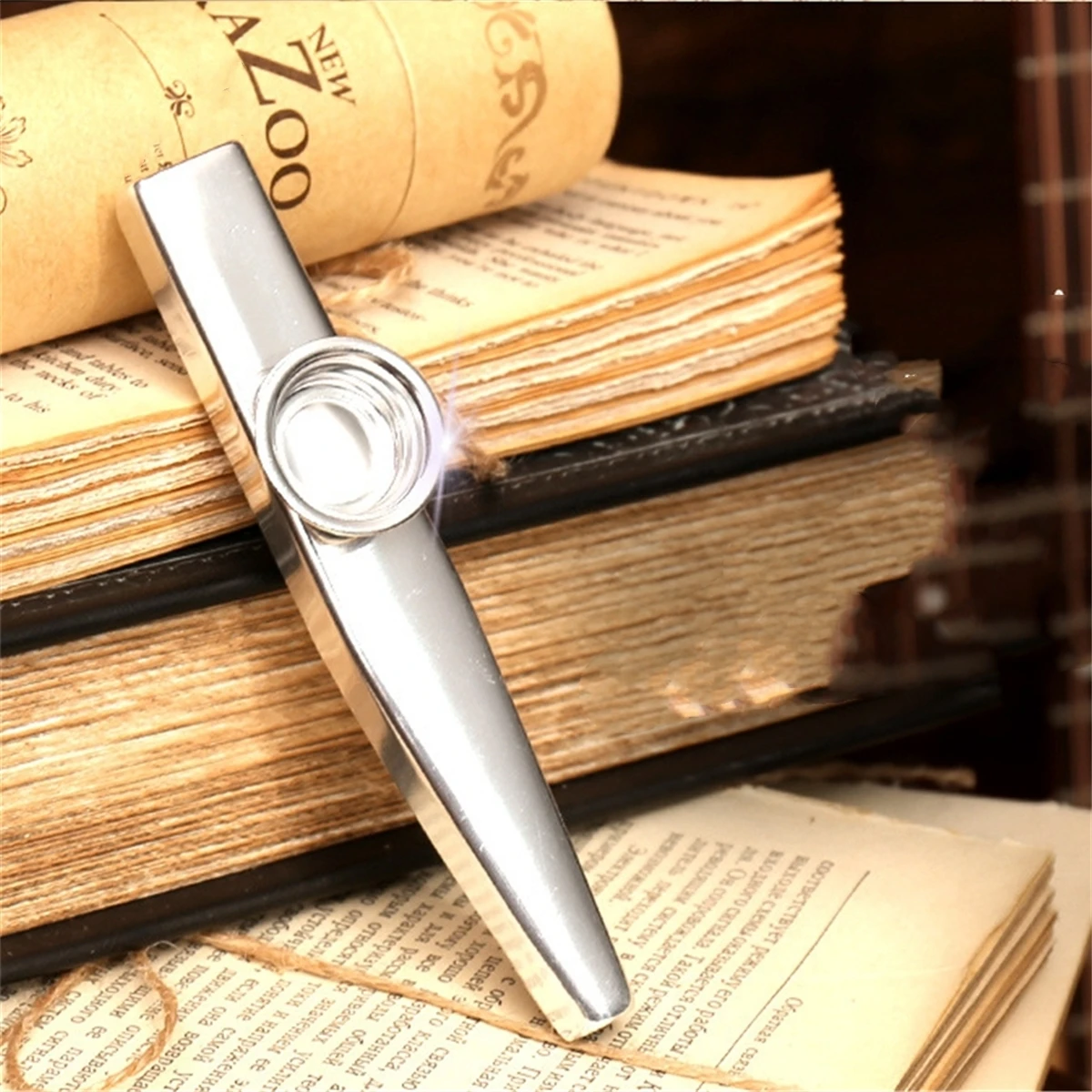 Description Picture 2 of itemKazoo Silver Aluminum Alloy with Membrane Flute Diaphragm Mouth Kazoos Musical Instruments