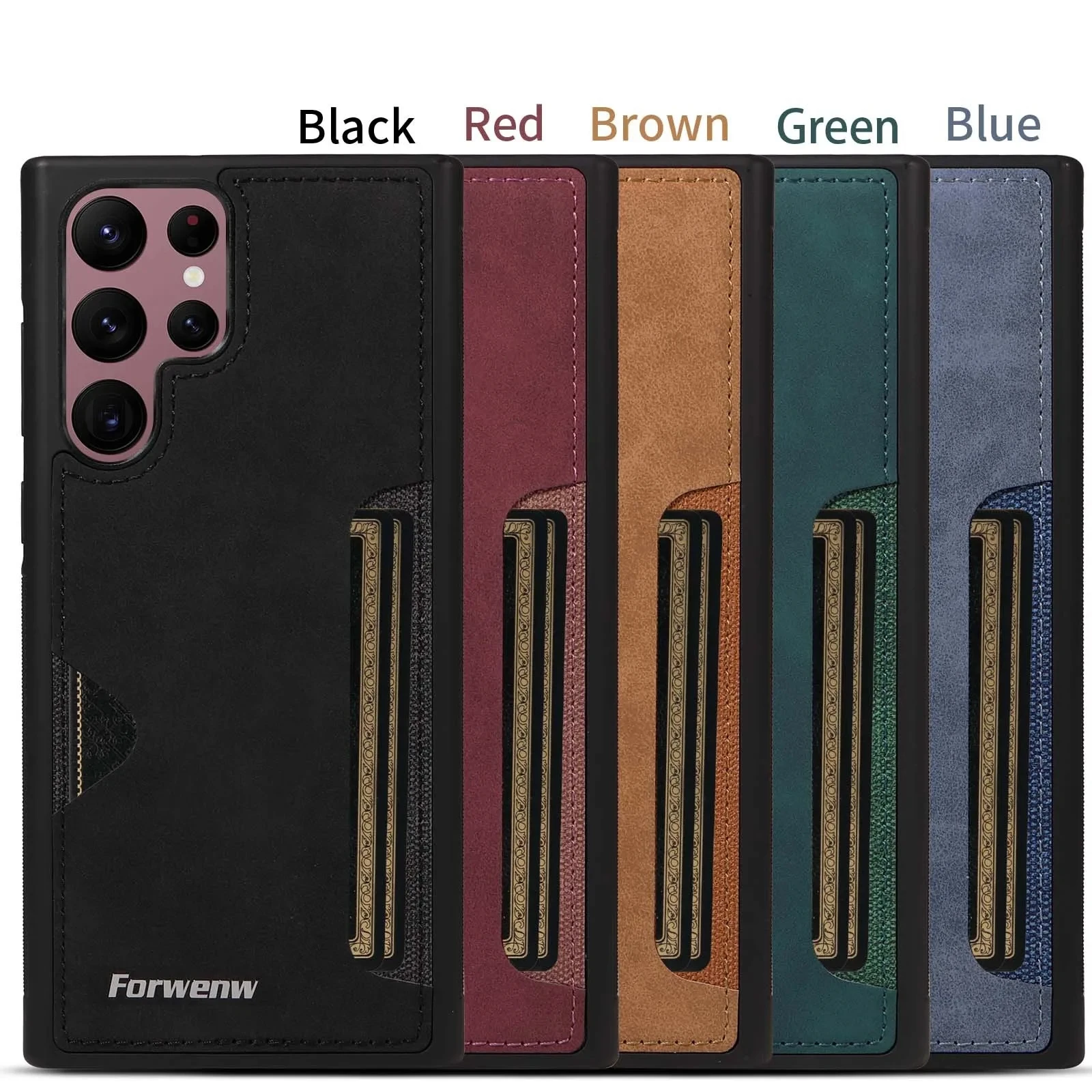 Vintage-Style PU Leather Wallet Phone Case with Card Holder
