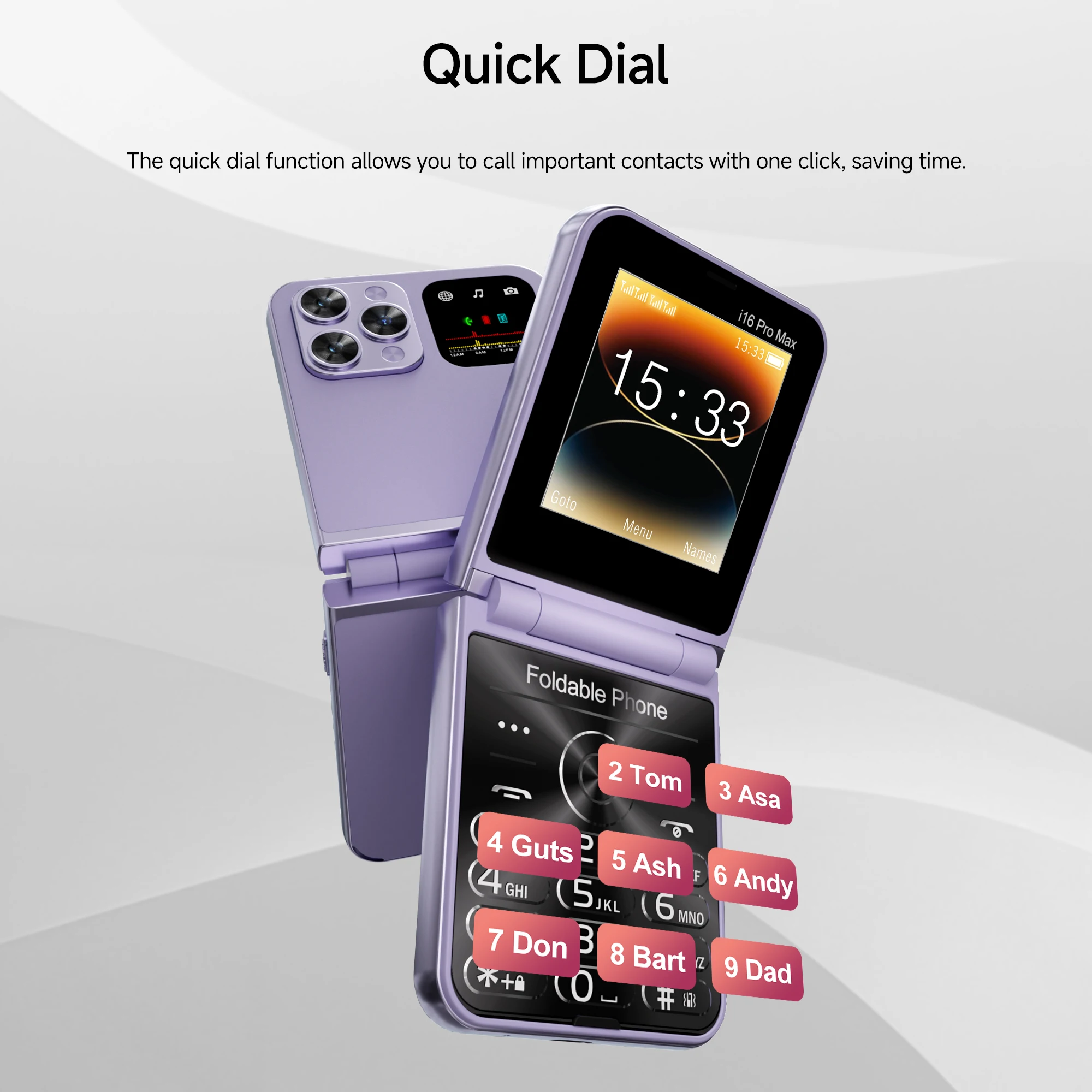 SERVO i16 Pro Max Flip Mobile Phone Four SIM Standby Magic Voice Call Recording Flashlight FM 2G GSM Foldable Cellphones Type-C