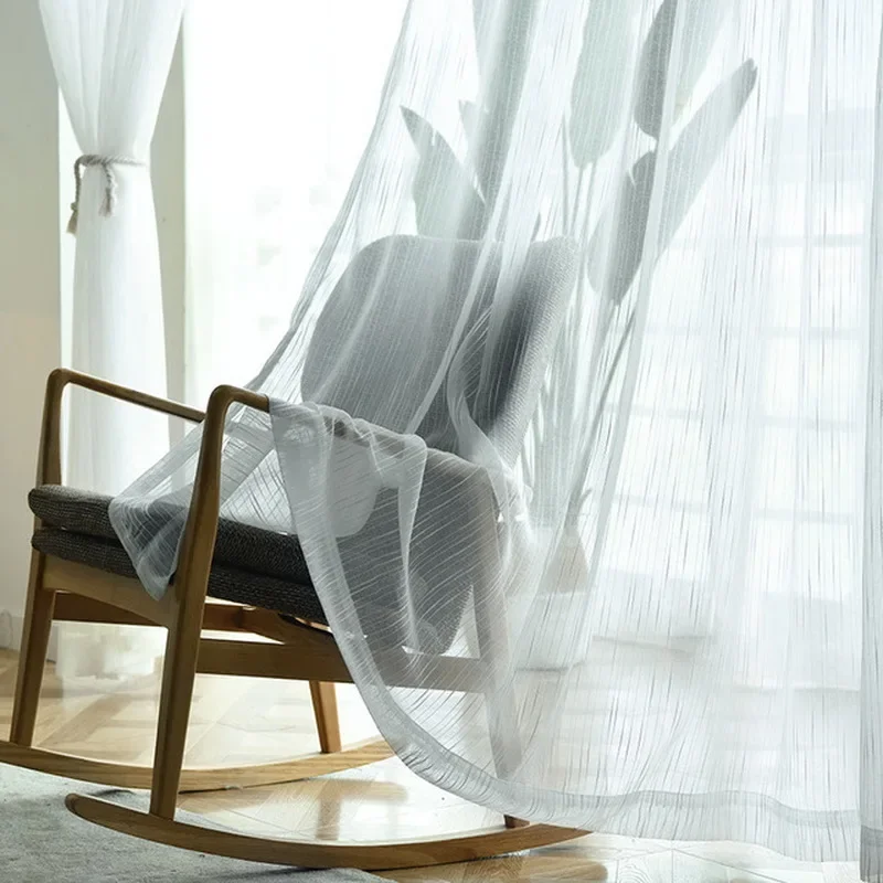 Linen Stripe Windows Screens Sheer Panels Curtains For Living Room Bedroom Balcony Custom wp039-30 sheer curtains,window curtains,decor curtains,cotton and linen curtains,light filtering curtains,window screen
