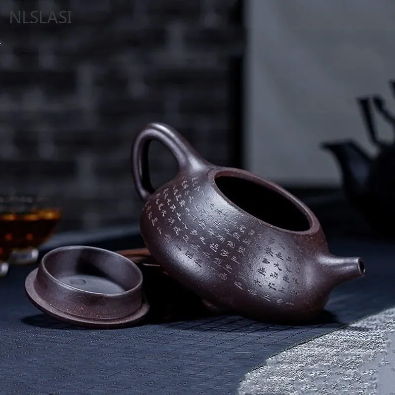 200ml Chinese Yixing Purple Clay Tea Pot Handmade Beauty Stone Scoop Teapot Household Ball Hole Filter Tea Infuser Zisha Teaware