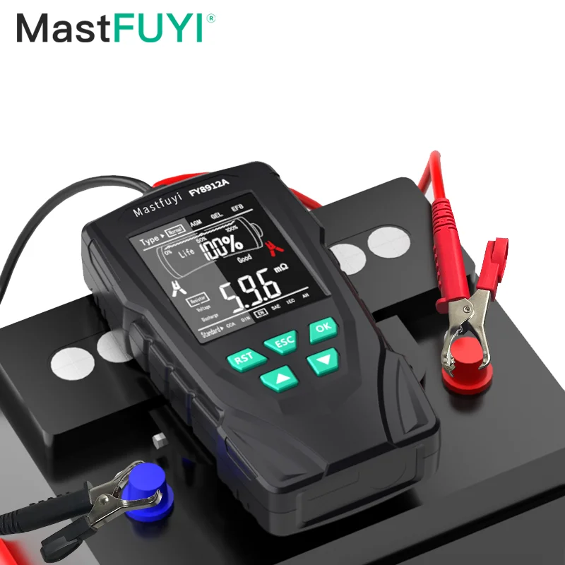 MASTFUYI FY8912A Car Automotive Battery Tester 12/24V Battery System Analyzer 50-2000CCA Charging Cranking Diagnostics Tools