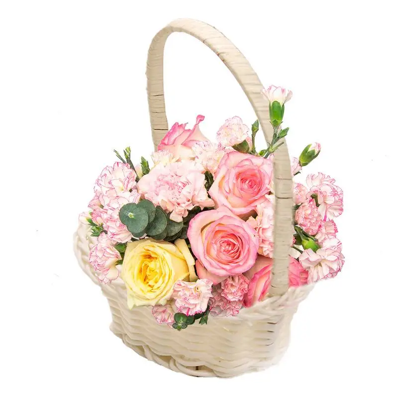 Heart-Shaped Woven Flower Girl Basket for Weddings