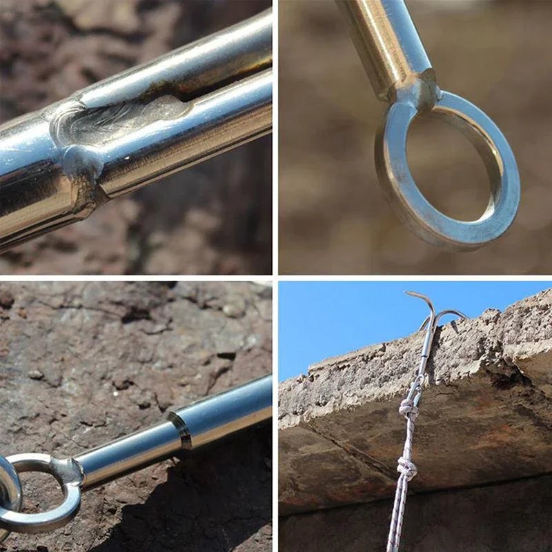 Grappin Grimper Arbre Plein Air Crochet D'escalade Pliable Acier Inoxydable - Grappin De Survie Pour Randonnée Et Camping Crochet Escalade Pliable Acier Inox - 8