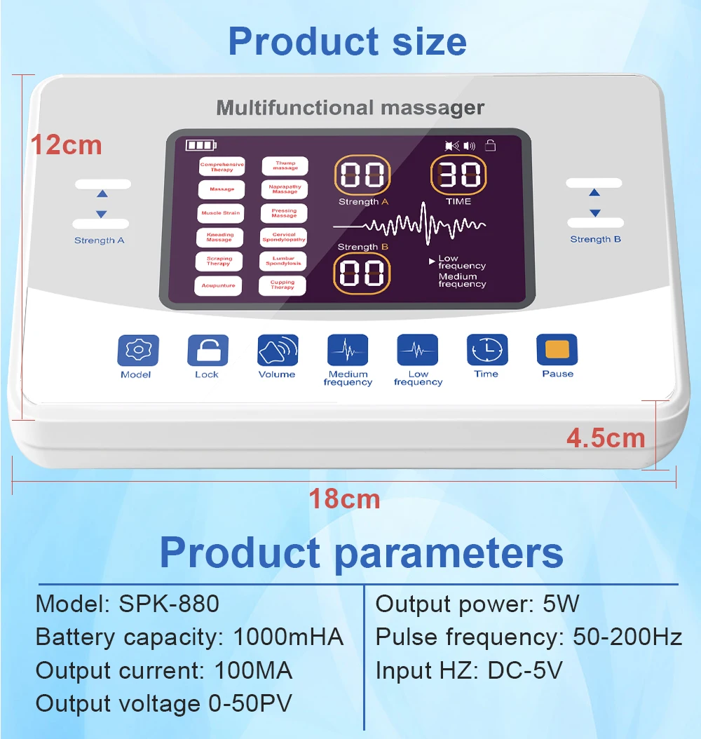 Tens Unit Muscle Stimulator Therapy 12 Massage Modes Complete Set