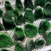Electroplating Green!!Natural Amethyst Geode Quartz Cluster Crystal Specimen Energy Healing 1