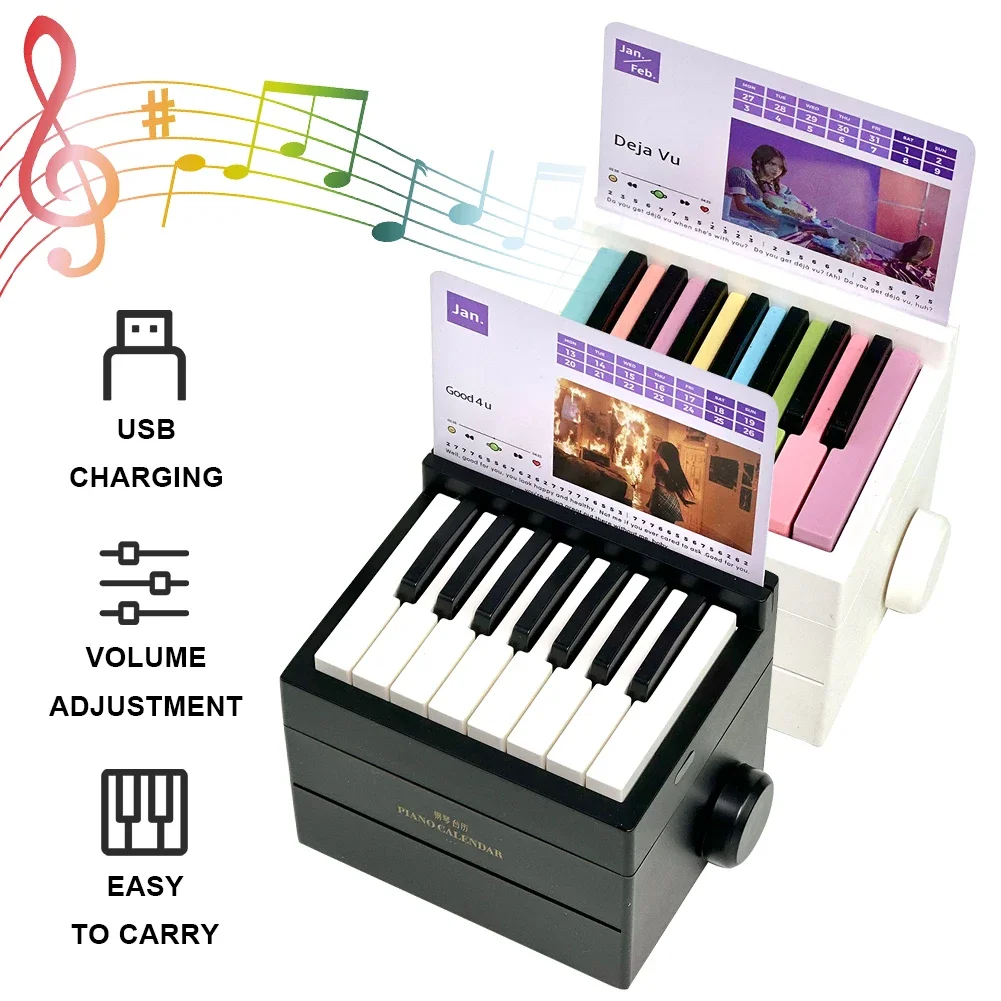 Olivia Piano Calendar Music Sheets Toy Desktop Peripheral Ornaments Piano Desk Calendar Mini Gift for Fans