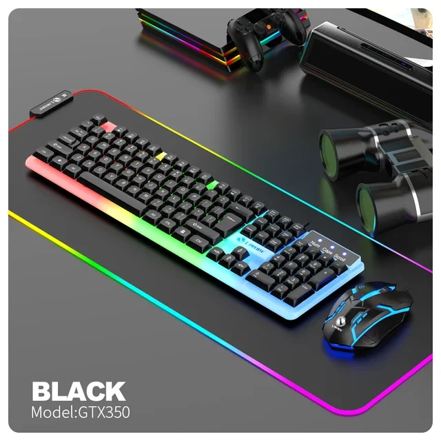 Ng gtx350 teclado para jogos mouse combos computador portátil backlight gamer kit led com fio teclado usb gtx350 conjunto-preto