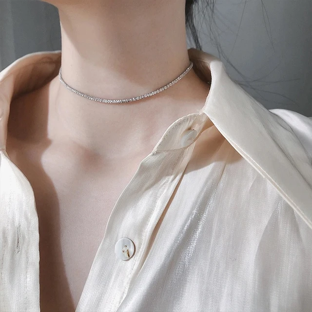 SUMENG 2022 New Popular Silver Colour Sparkling Clavicle Chain Choker Necklace For Women Fine Jewelry Wedding Party Gift 3