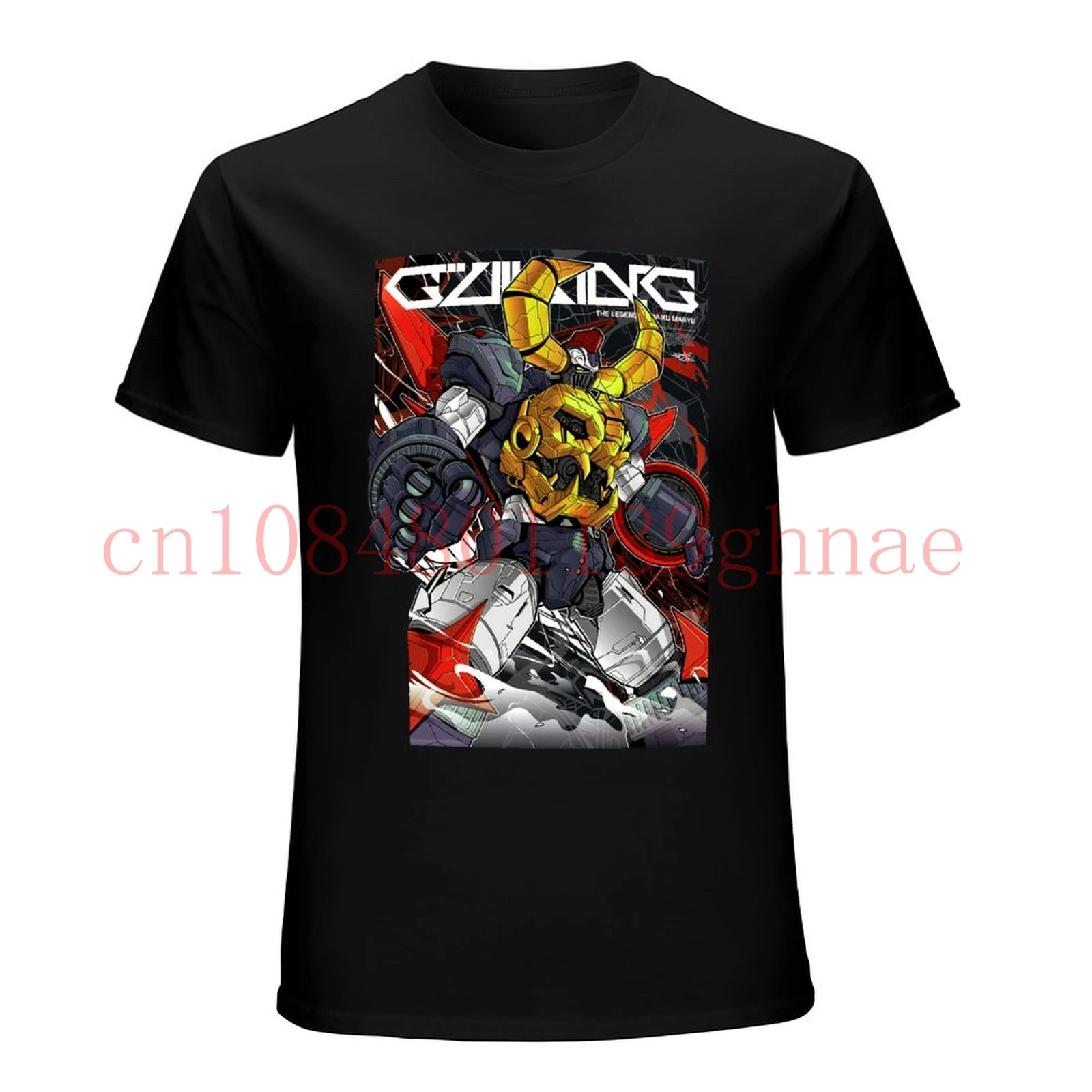 

Gaiking Robot Japanese Animated Series Black Tshirt Two Sides Tee Men's Short Sleeve T-Shirt