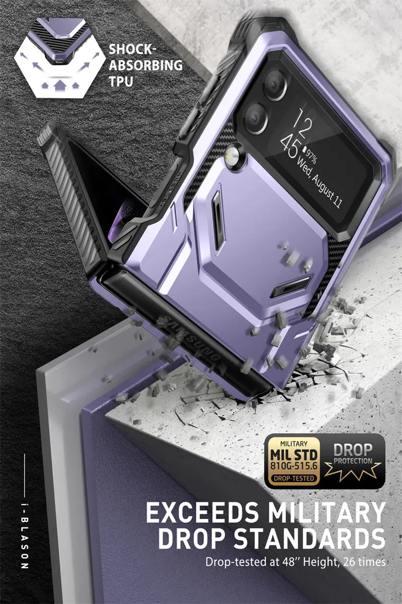 I-BLASON For Samsung Galaxy Z Flip 4 Case 2022 Armorbox Full Body Heavy Duty Shock Reduction Case with Built-in Screen Protector