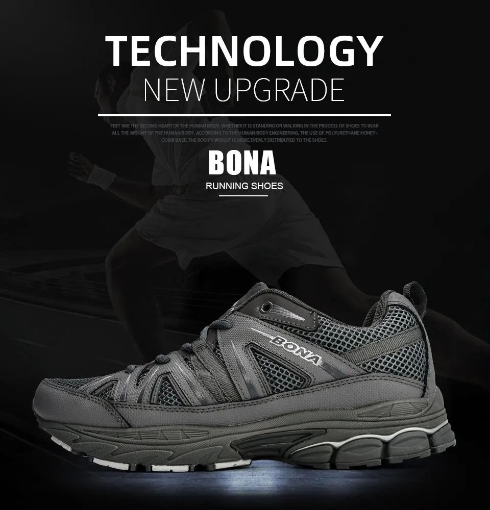 Description Picture 3 of itemBONA New Popular Style Men Running Shoes Mesh Cow Split Microfiber Men Sport Shoes Lace Up Outdoor Jogging Shoes Men Sneakers