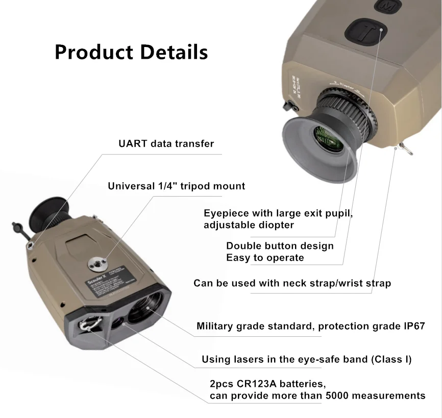 iRay Scouter X Laser Range Finder 10000m Binocular Long Distance Meter with CR123 AAA Battery for Outdoor Hunting and Survey