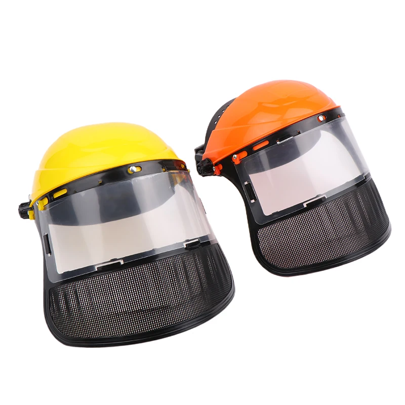 1PC Garden Trimmer Helmet Safety Helmet Grass Trimmer Safety Helmet Hat Full Face Mesh Protective Mask Logging Brush Cutter Forestry Protection