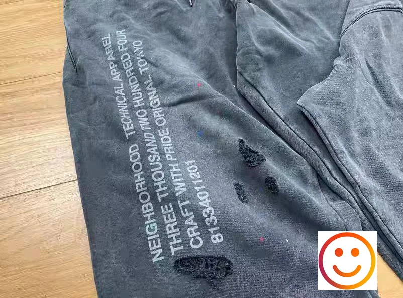 Gray NEIGHBORHOOD NBHD Hole Damage Track Pants Hoodie Set Tokyo Men Women Heavy Fabric Retro Wash Splashing Ink Sports Suit