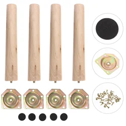 4 Sets Wooden Furniture Legs Couch Chair Replacement Legs Sofa Legs Bun Feet Sofa Feet Coffee Table Wood Legs for Sofa