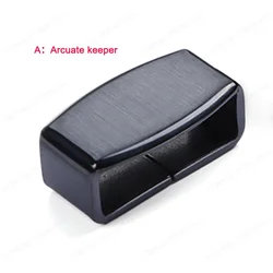 Premium Metal Ring Buckle Watch Band Keeper - Silicone Nylon Strap Accessories - 18mm (Arcuate Black)