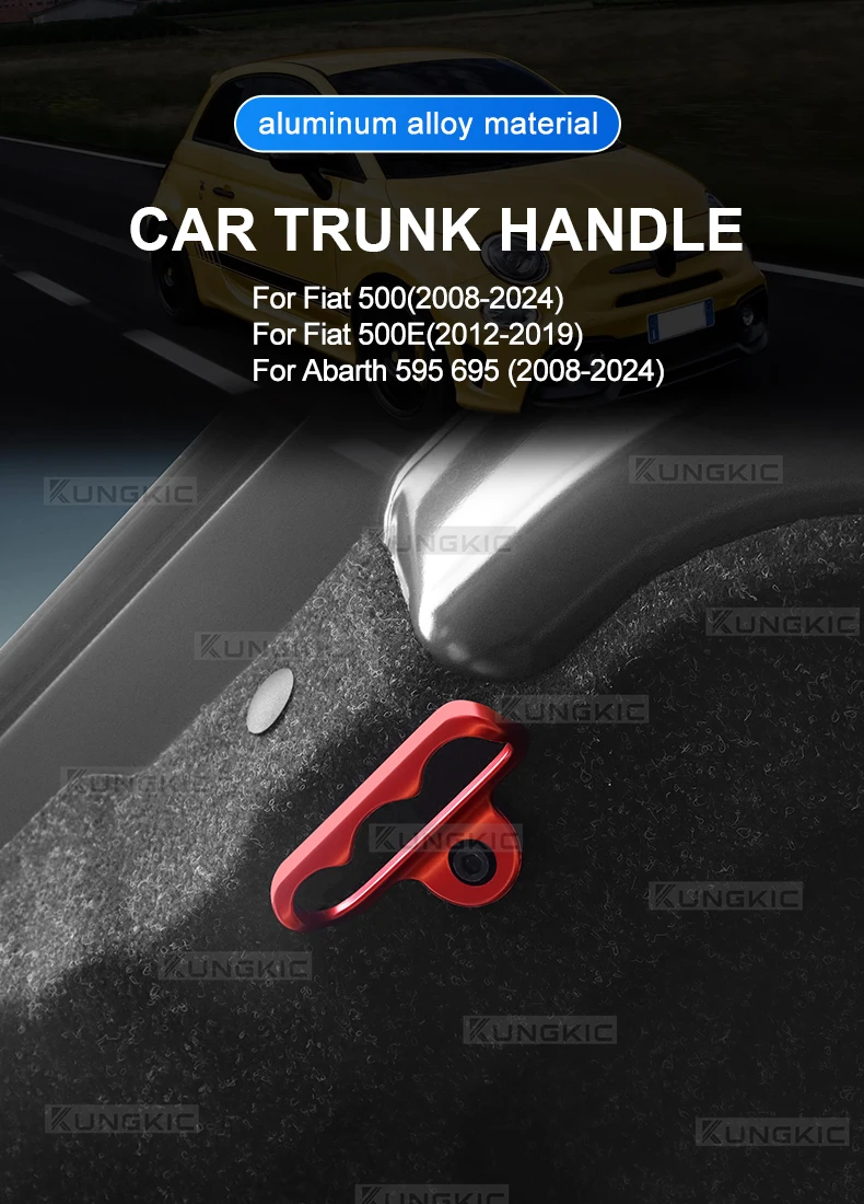 Für Fiat 500 2008-2024 Abarth 595 695,500E 2012 2013-2019 Außenzubehör Aluminiumlegierung Heckklappengriff-Abdeckung Passend – Detail 1