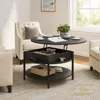Round Lift Top Coffee Table for Living Room, 35.43'' Round Coffee Table with Storage and Hidden Compartment, 2 Tier Large 1