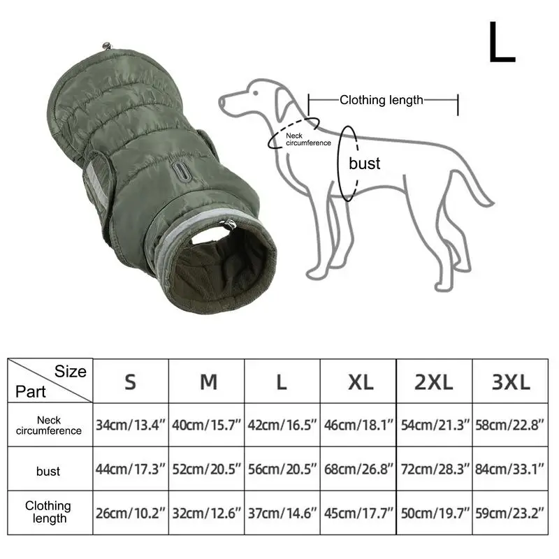 Winter Pet Warm Cotton Jacket Outdoor Thickened Waterproof Fleece Lined Dog Jacket Windproof Comfortable Reflective Dog Clothing
