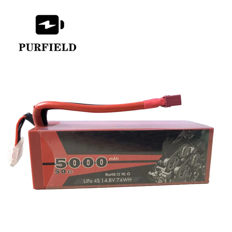 PURFIELD RC LiPo Battery 14 8 V 5000mAh 4S 100C Pack с T-образной вилкой для FPV Freestyle racing |