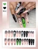 Simple French Fake Nails for All Saints' Day Apparition Almond Sweet False Nails with Glue Full Cover Artificial Press On Nail 5