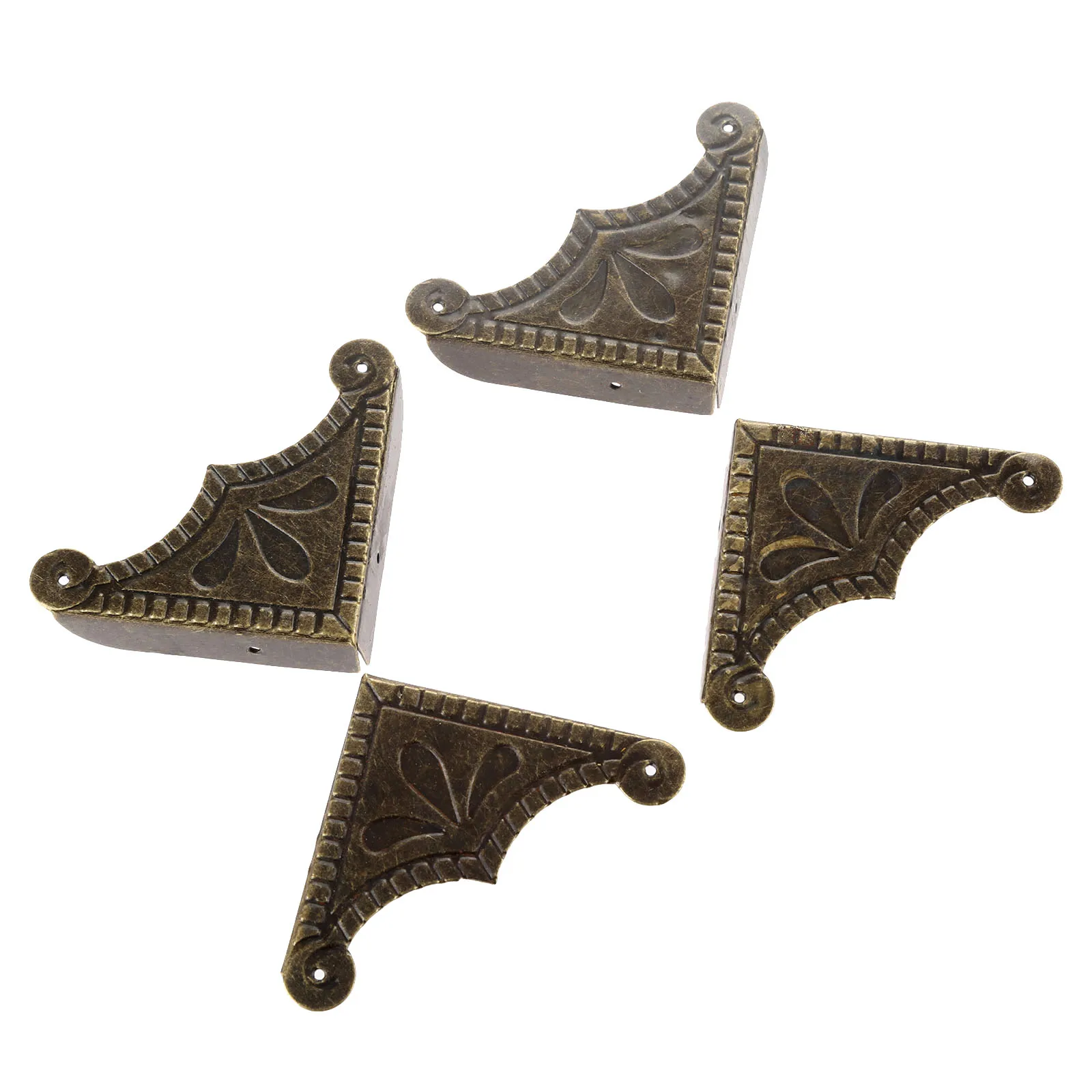 Furniture Fittings Antique Corner Bracket Jewelry Gift Box Wood Case Decorative Feet Leg Corner Decorative Protector + Nails 4Pcs furniture hardware angled furniture hardware furniture corner protector decorative corner cover wood box feet protector metal decorative protectors