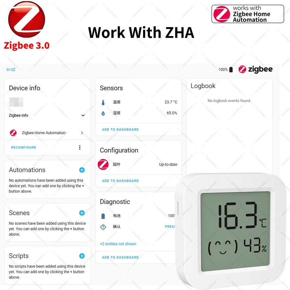 Zigbee 3.0 Temperatur- und Feuchtigkeitssensor Unterstützt HA (Home Assistant), Alexa, Yandex, ZHA und Zigbee2MQTT – Detail 3