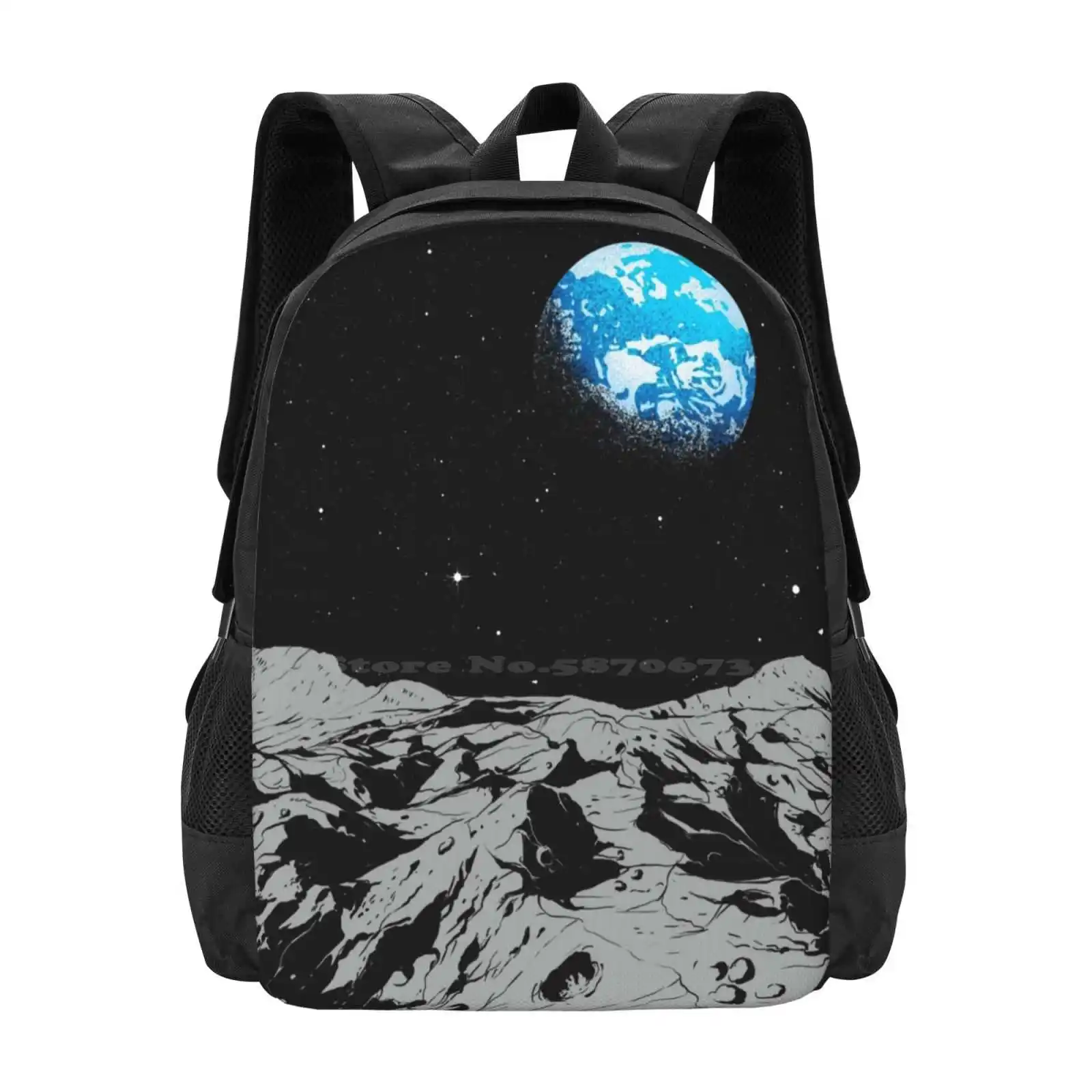 

From The Moon Pattern Design Laptop Travel School Bags Lunar Moon Space Stars Carbine Earth