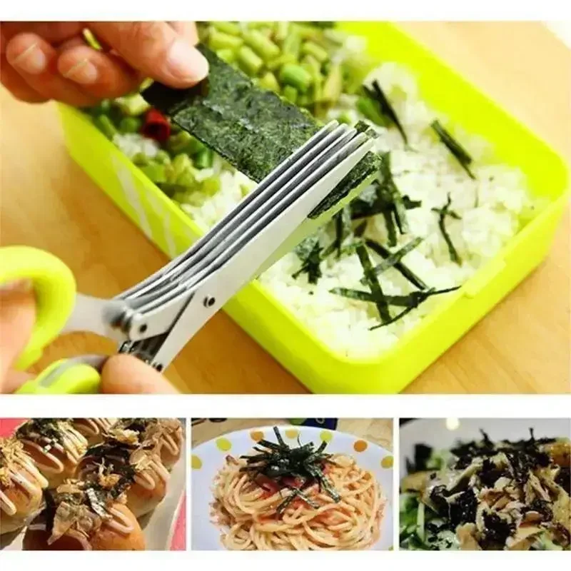 Seaweed shredder multi-layer cooking scissors kitchenmulti-functional stainless steel three-layer five-layer green onionscissors 6