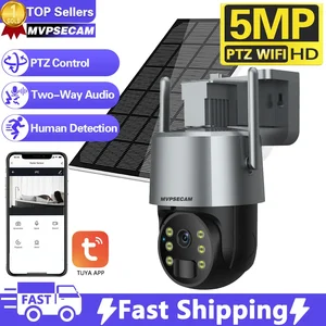 5MP HD Wireless Outdoor Wifi Solar PTZ Camera CCTV Solar Panel Recharge Li-Batteries Surveillance Camera Works With Tuya APP