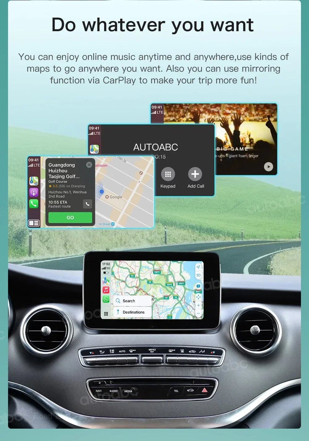 Drahtloses CarPlay für Mercedes Benz V-Klasse W447 2014–2018 Vito Viano NTG5.0 Android Auto Mirror Link AirPlay Car Play-Funktionen – Detail 6