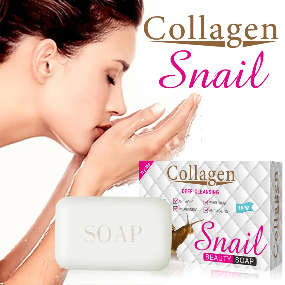 100g Snail Collagen Handmade Soap Face Body Cleansing Bleaching Soap Skin Moisturizing Brighten Hand-crafted Soap PM6861 2