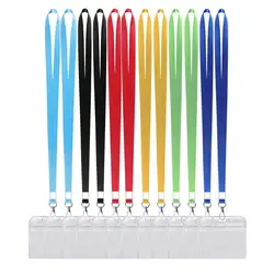 Deluxe Clear Waterproof Badge Holders with Lanyards - 12 Pack (12 PCS)