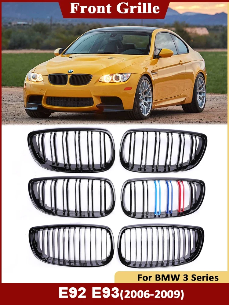 

For BMW 3 Series E92 E93 Front Bumper Kidney Facelift Single Slat Carbon Grill Cover Racing M Color Grille 2006-2009 Accessories