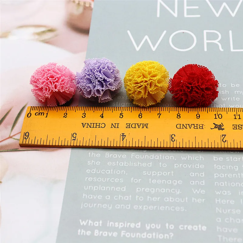 24-48 Pieces 25Mm Net Yarn Elastic Flower Ball DIY Craft Supplies For Jewelry Decoration