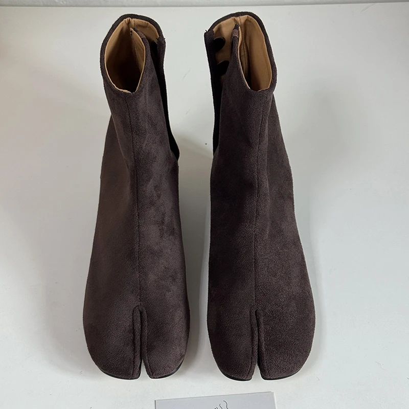 2025 Brand Design Tabi Boots Split Toe Chunky High Heel Women