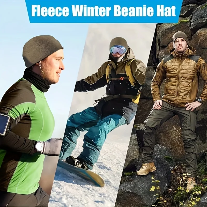 Riding Fishing Hiking Windproof Warm Fleece Beanie Skull Cap Men Women Winter Climbing Hunt Training Thermal Cycling Hat