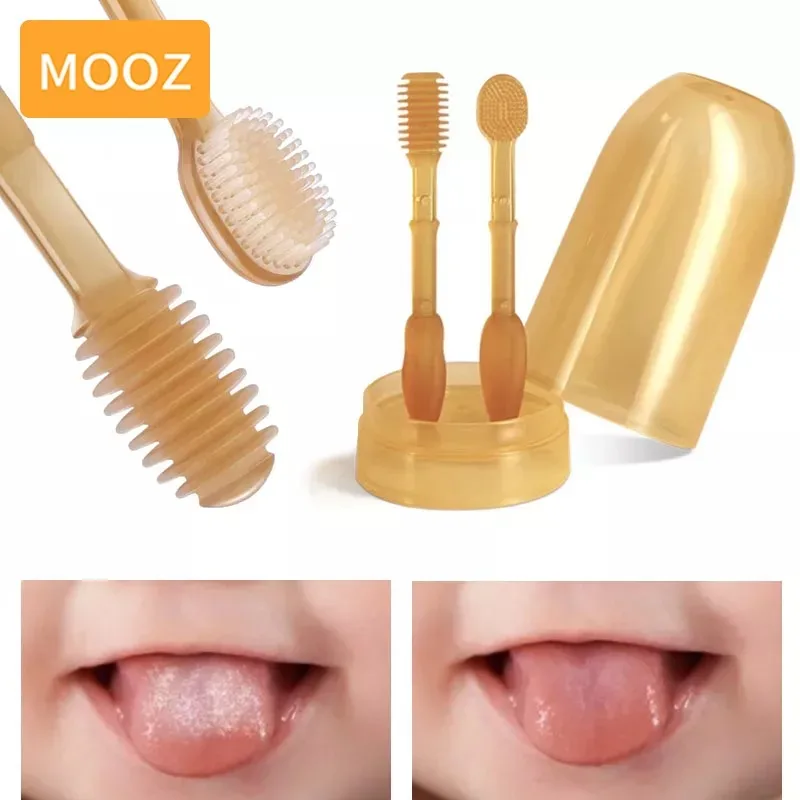 

MOOZ 2pcs Baby Toothbrush 0-6M Infants Silicone Toothbrush Portable Tooth Boxes Baby Hygiene Tongue Cleaning Breast Teeth Soft