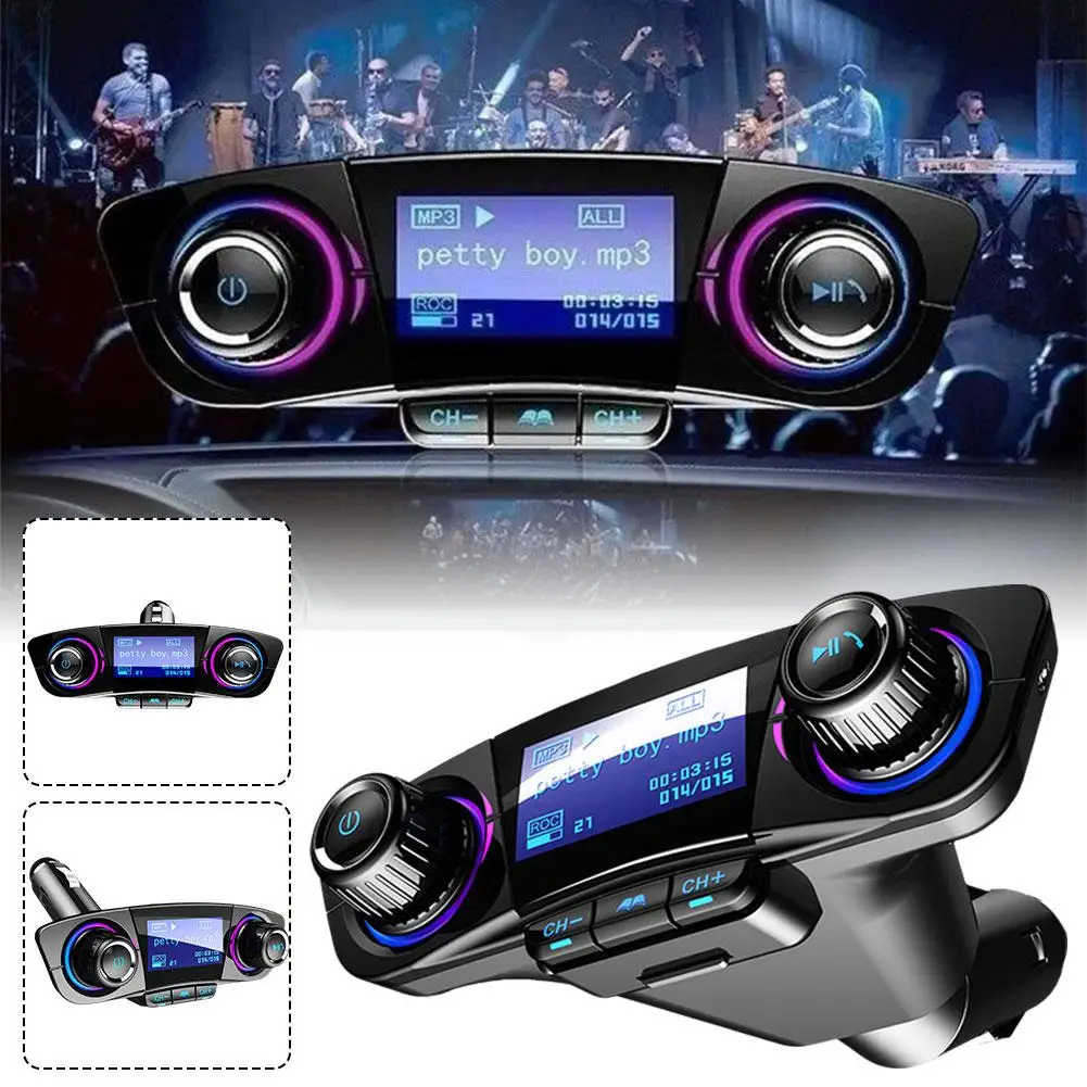 

Wireless Bluetooth Car Mp3 Player Fm Transmitter Aux Tf Usb Audio Flash Usb Dual Charger Receiver Music Players A9w4