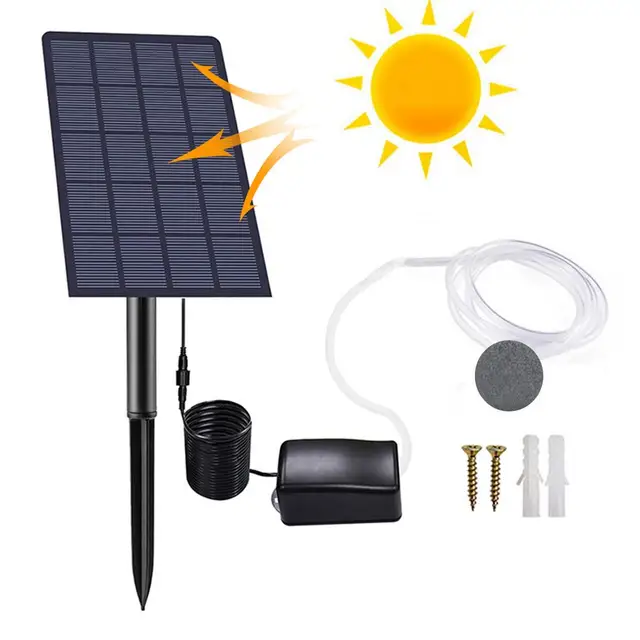 Aireador Solar Para Estanque O Pecera - Bomba De Oxígeno Silenciosa Con Energía Solar, 2L/min, UK